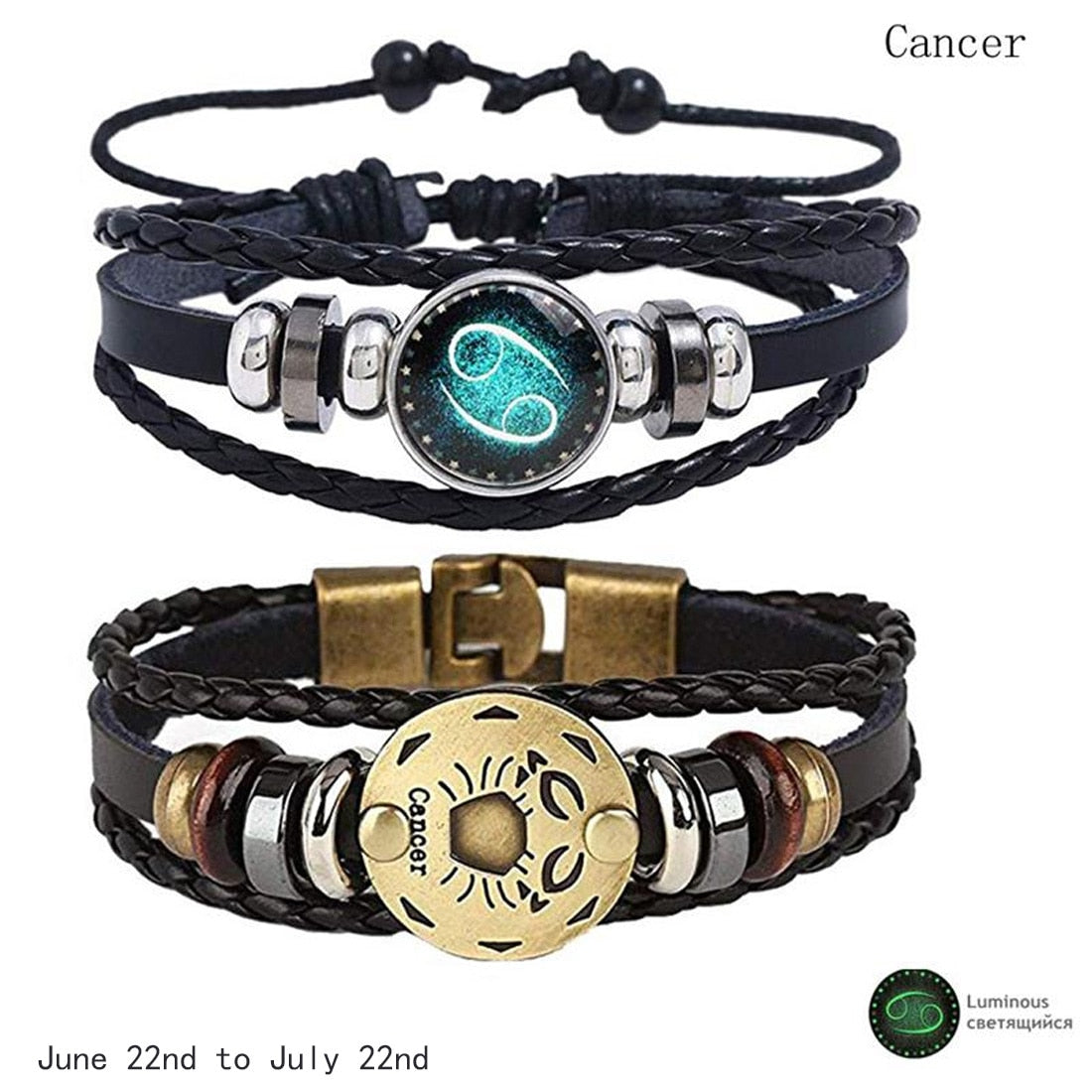 Star Sign Luminous Leather Bracelet