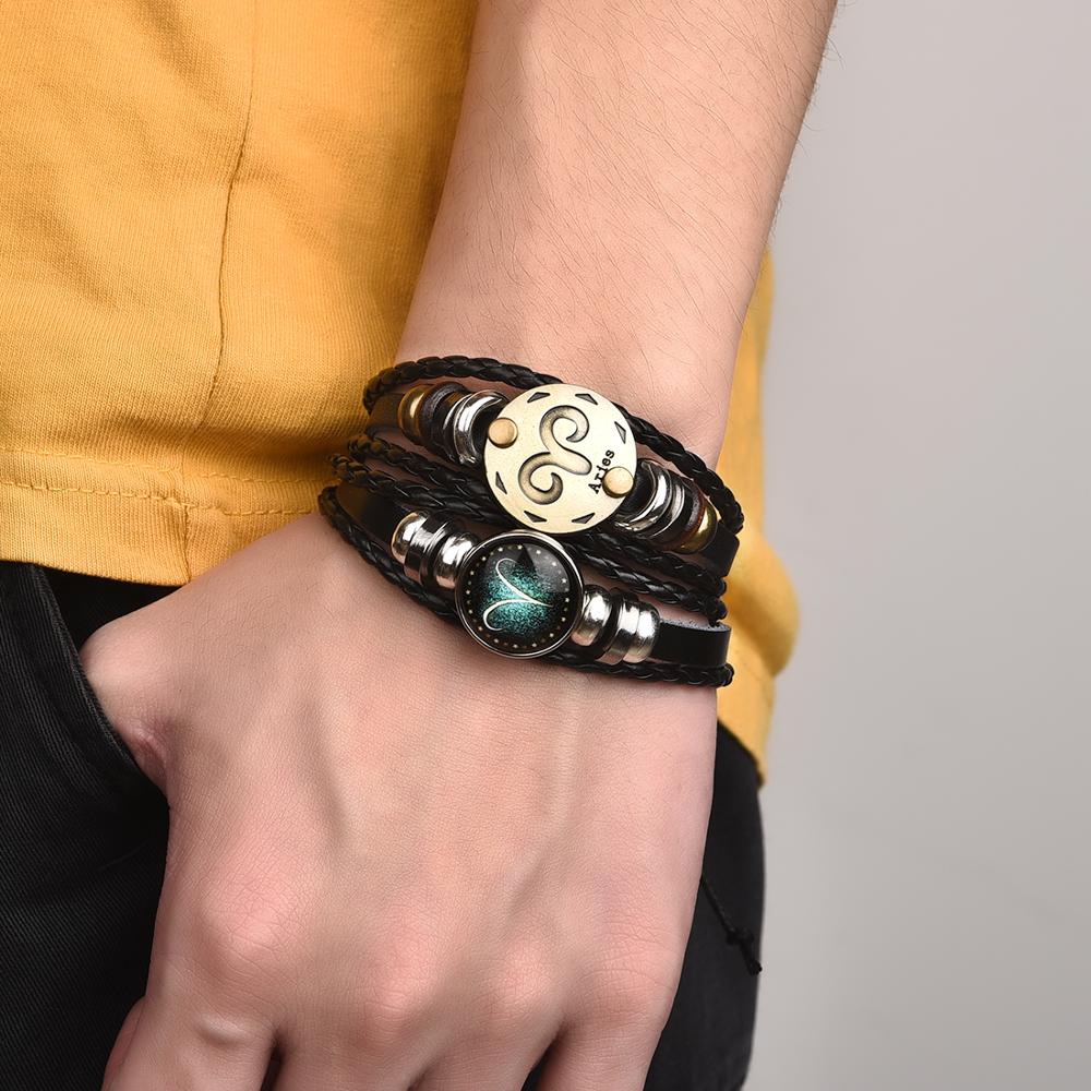 Star Sign Luminous Leather Bracelet