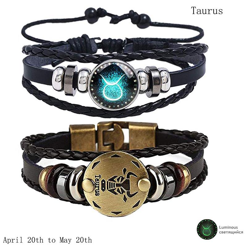 Star Sign Luminous Leather Bracelet