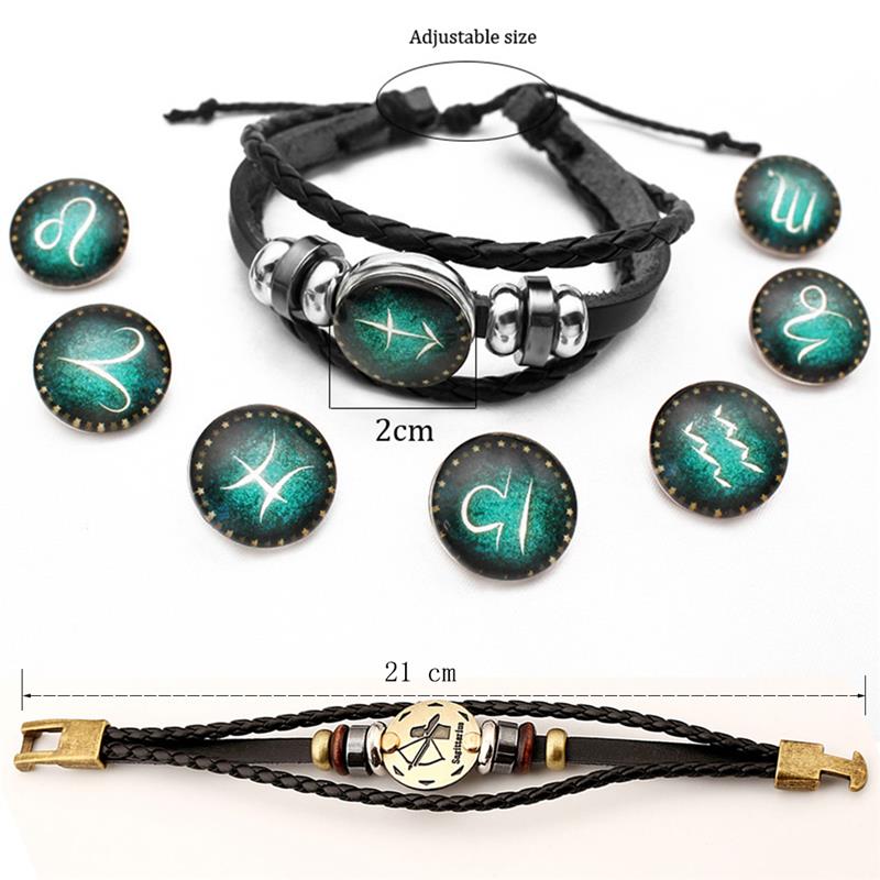 Star Sign Luminous Leather Bracelet