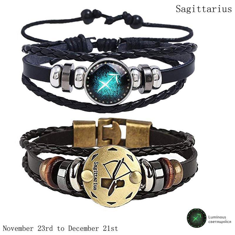 Star Sign Luminous Leather Bracelet