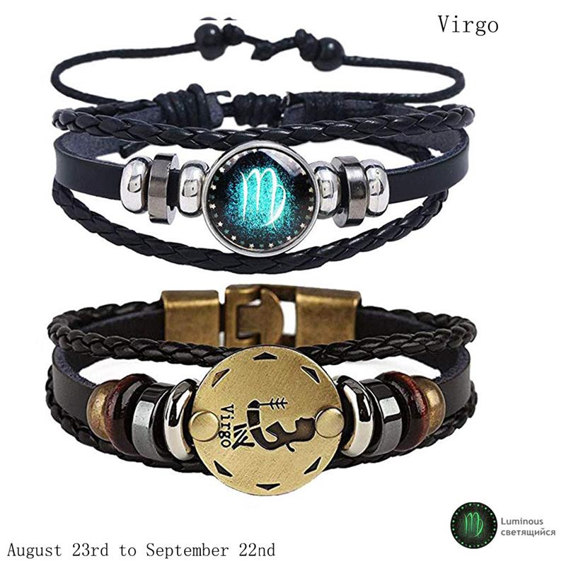 Star Sign Luminous Leather Bracelet