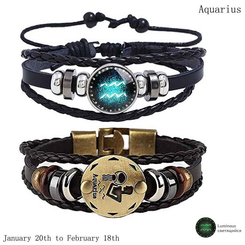 Star Sign Luminous Leather Bracelet
