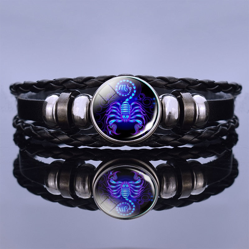 Multilayer Zodiac Sign Leather Bracelet