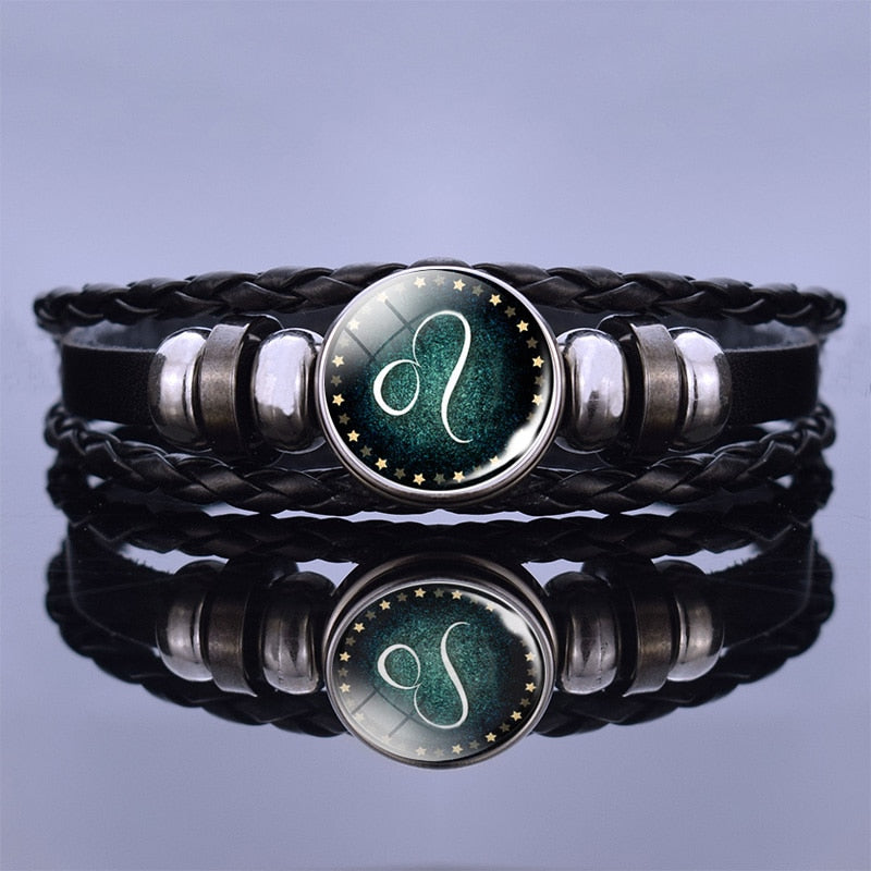 Multilayer Zodiac Sign Leather Bracelet