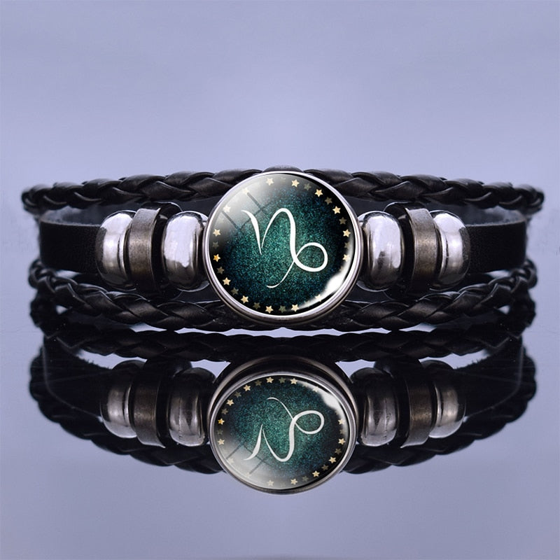 Multilayer Zodiac Sign Leather Bracelet
