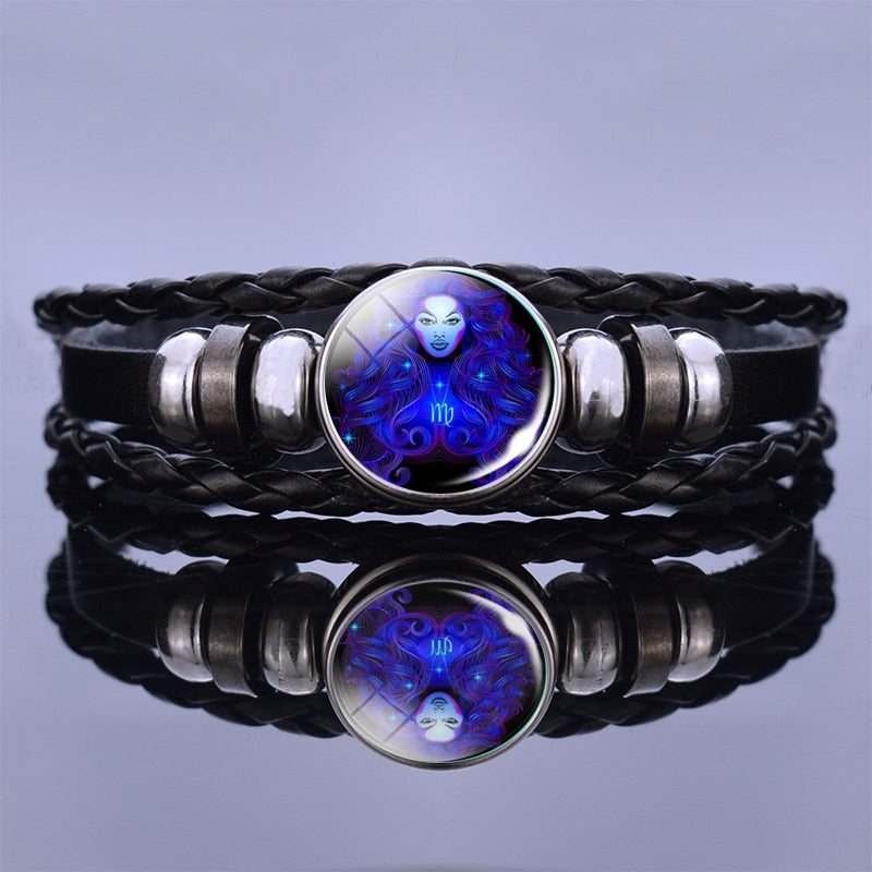Multilayer Zodiac Sign Leather Bracelet