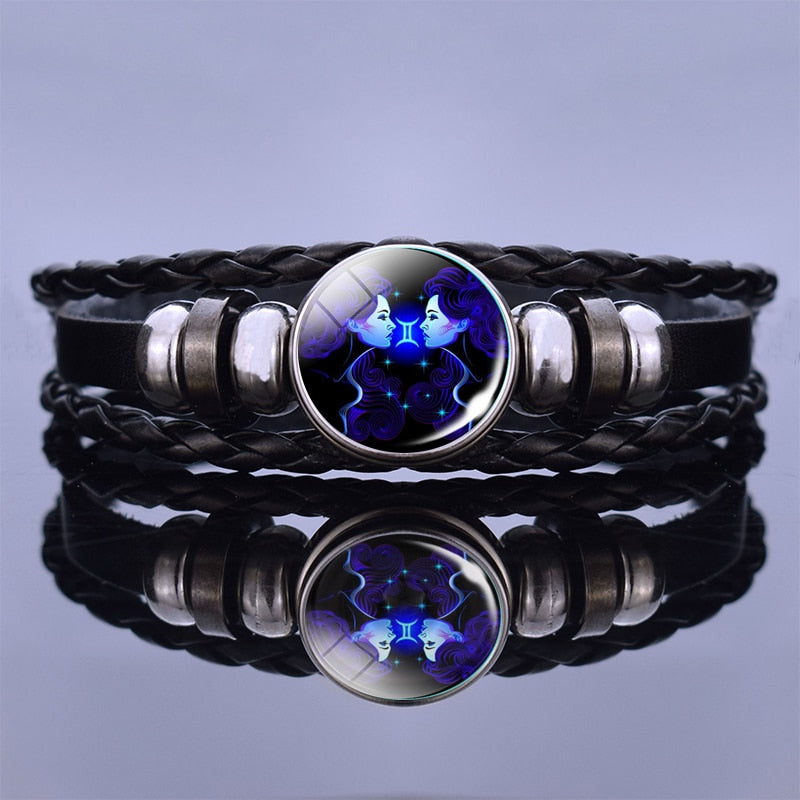 Multilayer Zodiac Sign Leather Bracelet