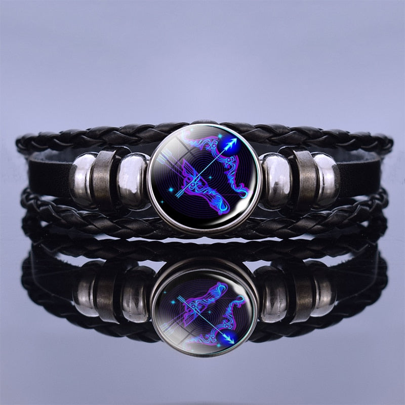 Multilayer Zodiac Sign Leather Bracelet