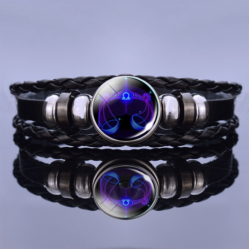 Multilayer Zodiac Sign Leather Bracelet