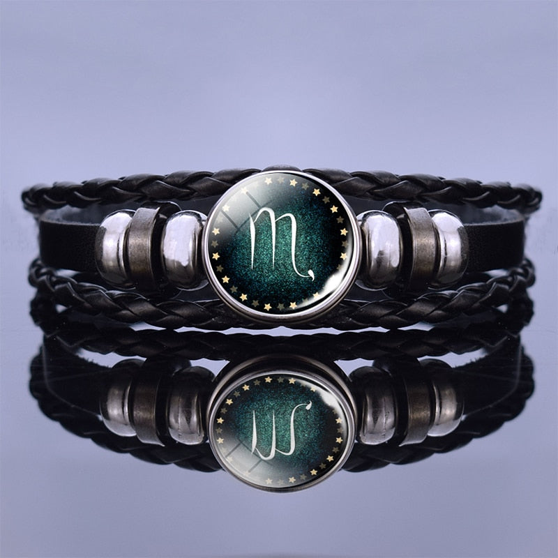 Multilayer Zodiac Sign Leather Bracelet