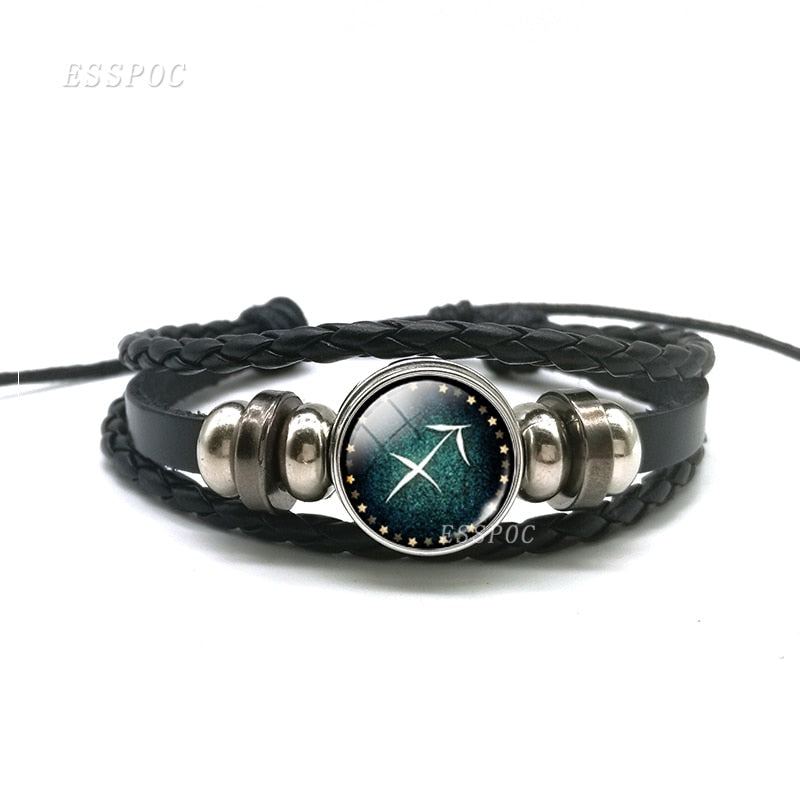 Multilayer Zodiac Sign Leather Bracelet