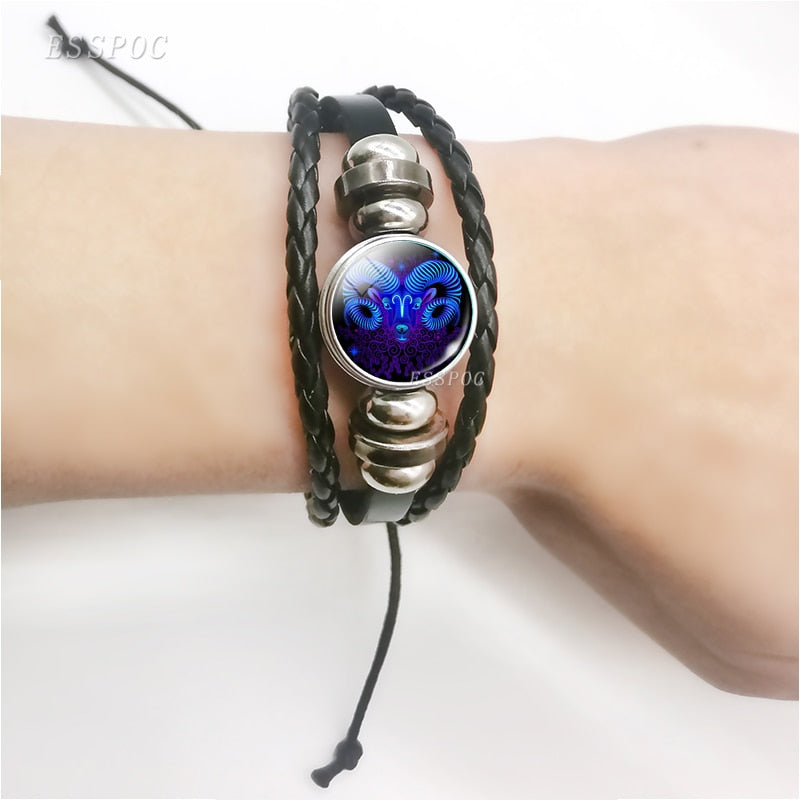 Multilayer Zodiac Sign Leather Bracelet