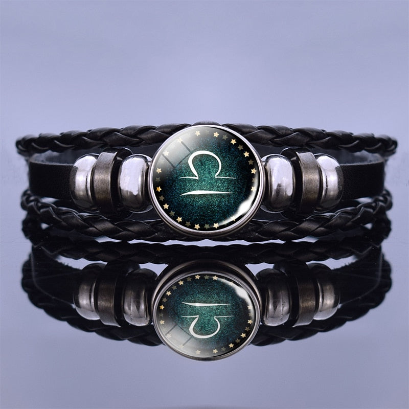 Multilayer Zodiac Sign Leather Bracelet