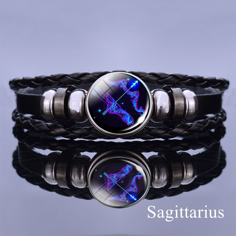 Multilayer Zodiac Sign Leather Bracelet