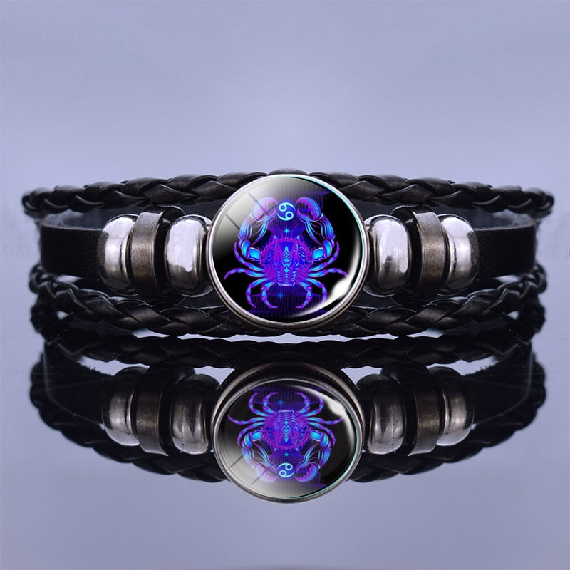 Multilayer Zodiac Sign Leather Bracelet