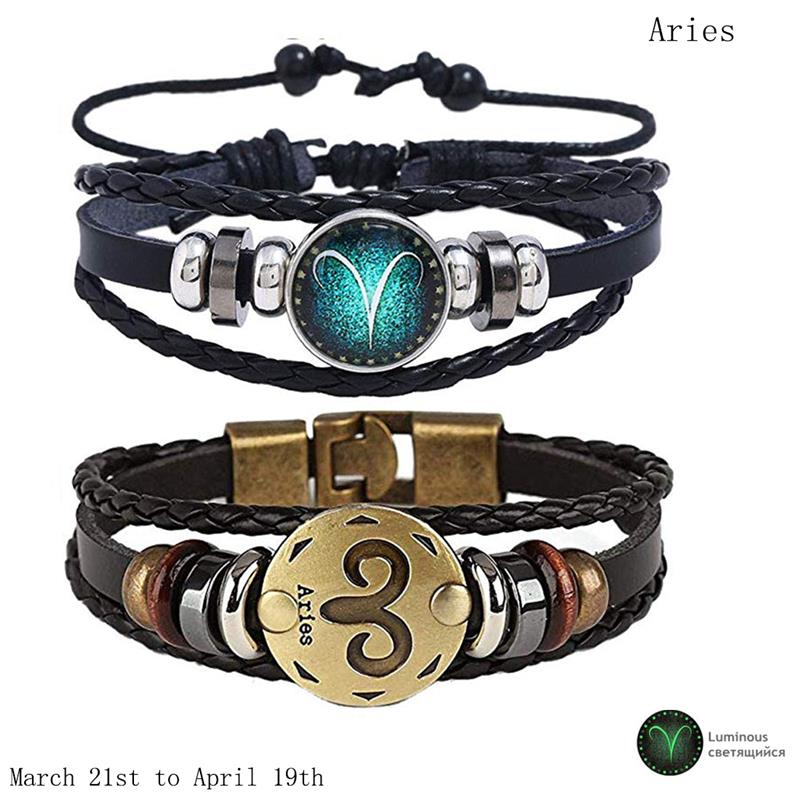 Star Sign Luminous Leather Bracelet