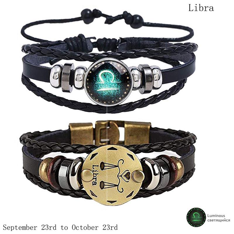 Star Sign Luminous Leather Bracelet