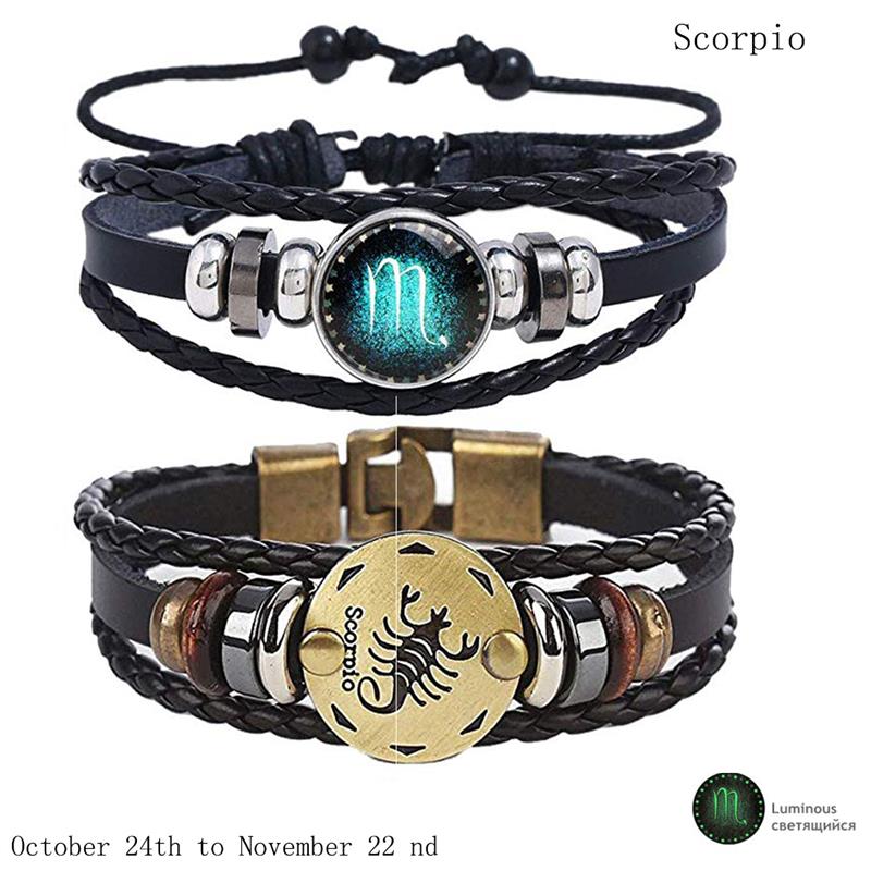 Star Sign Luminous Leather Bracelet