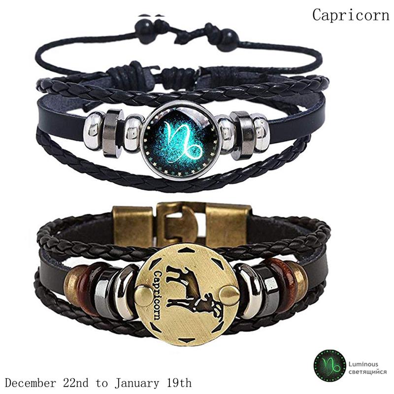 Star Sign Luminous Leather Bracelet