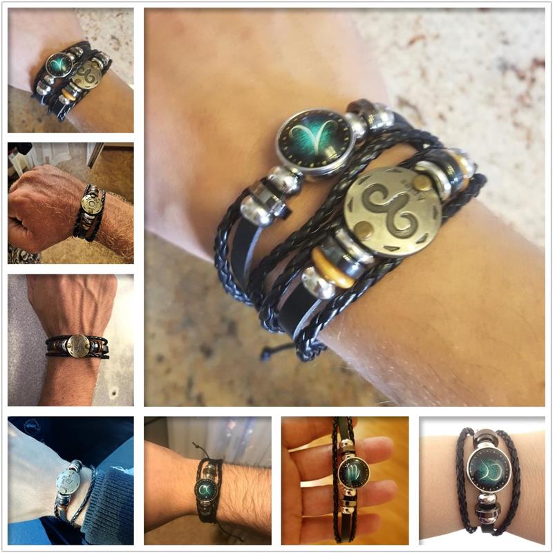 Star Sign Luminous Leather Bracelet