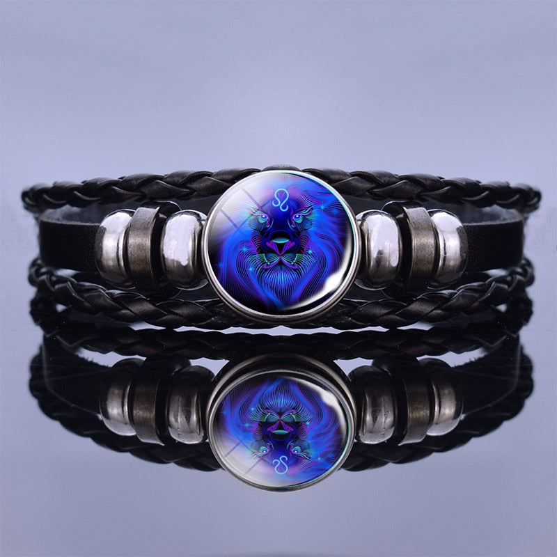 Multilayer Zodiac Sign Leather Bracelet