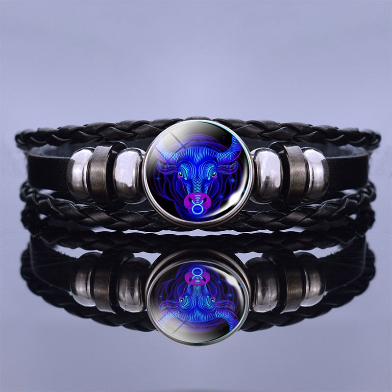 Multilayer Zodiac Sign Leather Bracelet