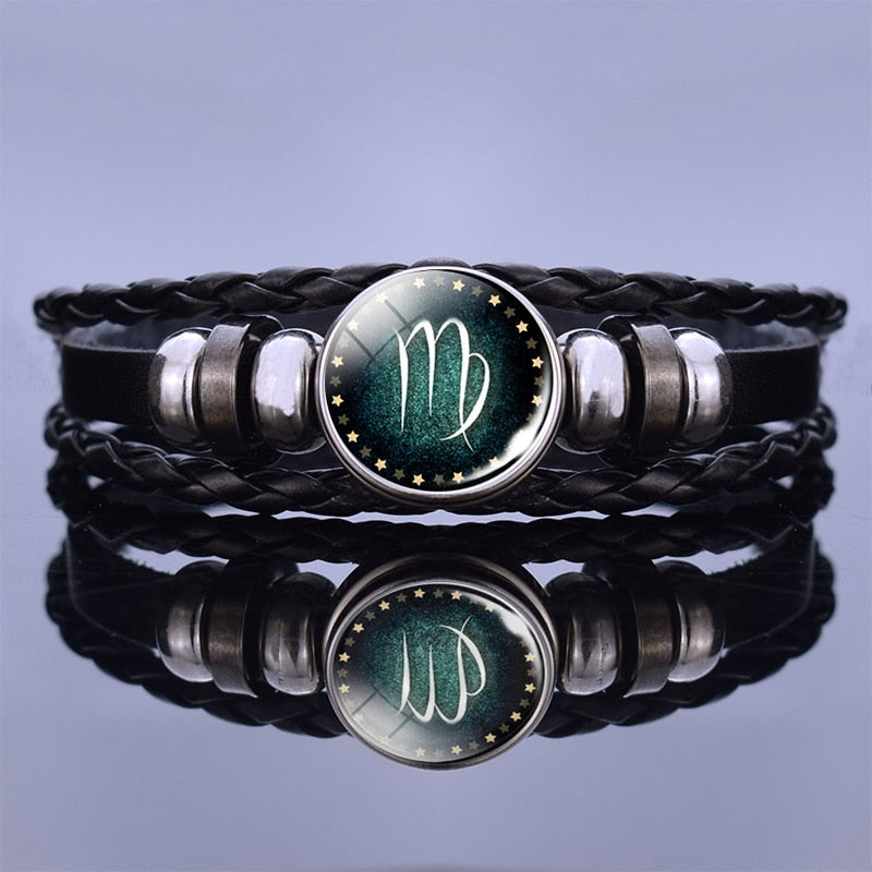 Multilayer Zodiac Sign Leather Bracelet