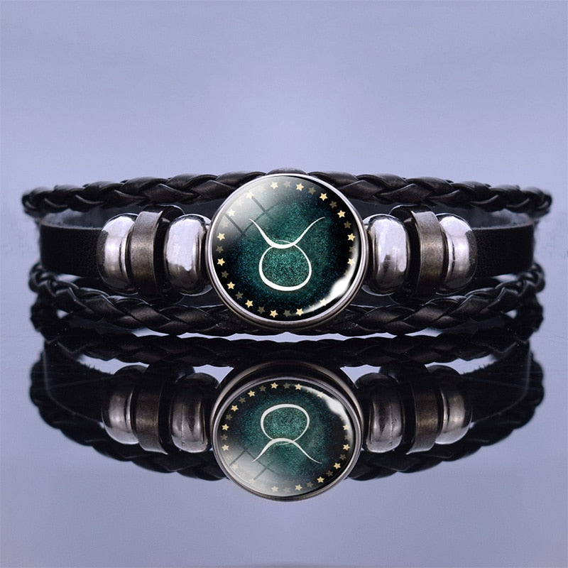 Multilayer Zodiac Sign Leather Bracelet