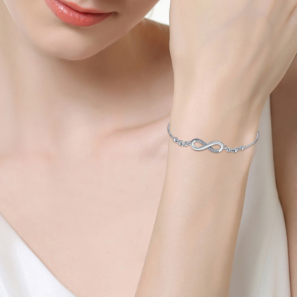 Sparkling Silver Beaded Charm Bracelet