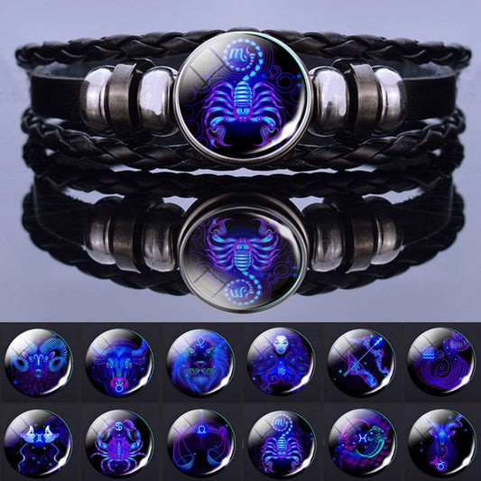Multilayer Zodiac Sign Leather Bracelet
